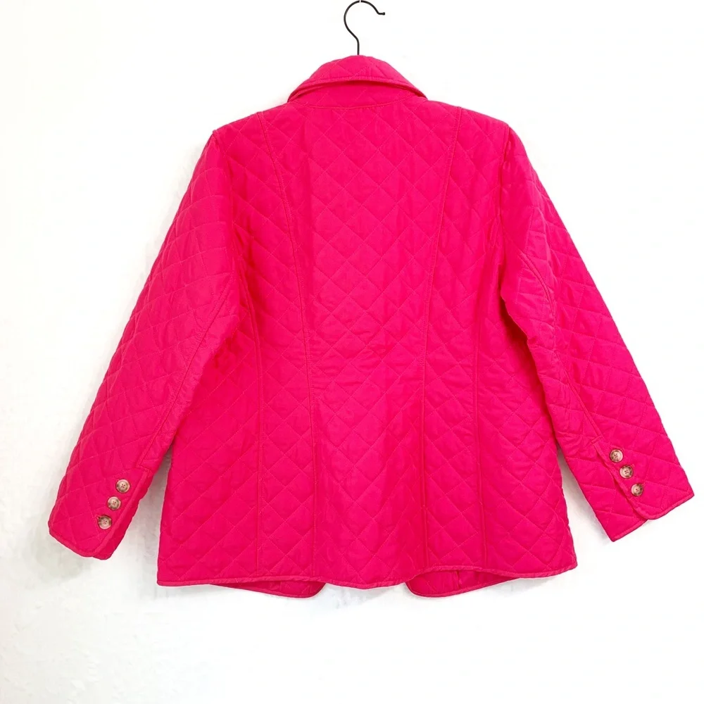 Chico's Hot Pink Quilted Barn Jacket Sz M 8/10
